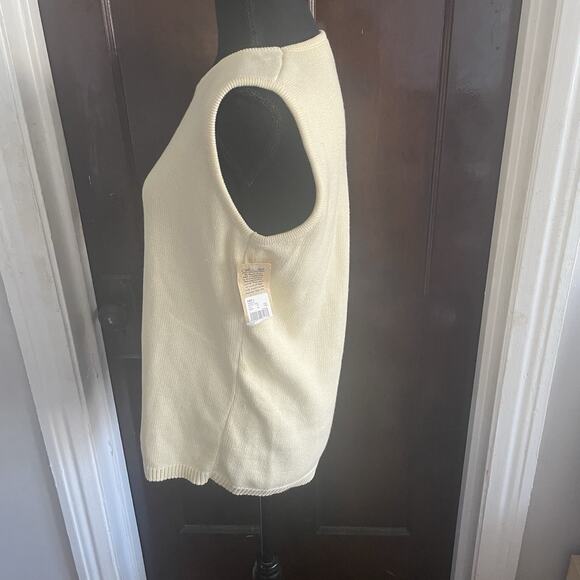 NWT Cherokee Womens Cream Vanilla LARGE Knit Sweater Vest 100% Cotton Vintage - Picture 10 of 15